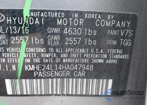 2017 Hyundai Sonata Hybrid Se из США, поврежденный, VIN KMHE24L14HA047948